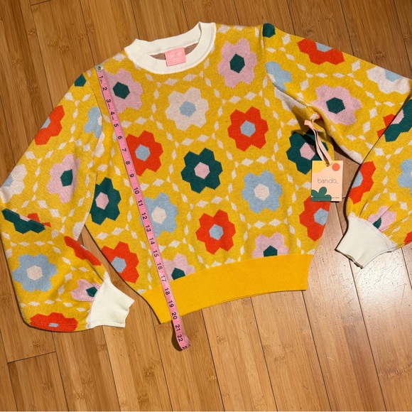NWT Ban.do Floral Quilted Balloon Sleeve Sweater Size S - Picture 12 of 14